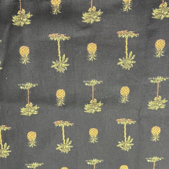 Waverly Tier Curtain Aloha Pineapple Palm Tree Cotton Black Tropical Rod Pocket - Picture 5 of 6